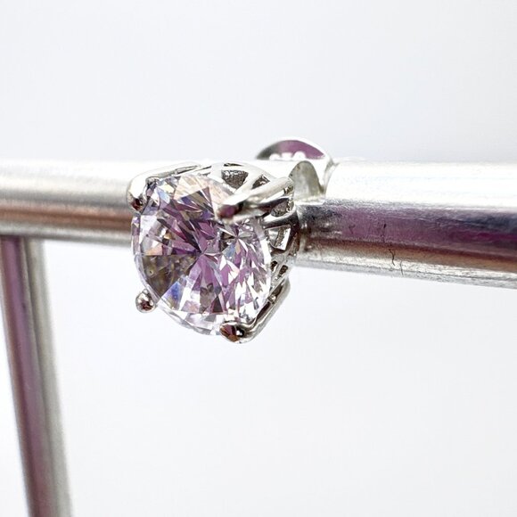 VTG Sterling Silver 925 Cubic Zirconia Stud Earrings Butterfly Closure One Size - Picture 5 of 10